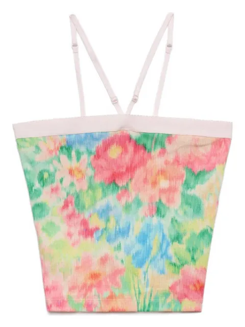 Prada floral-print triangle-logo top