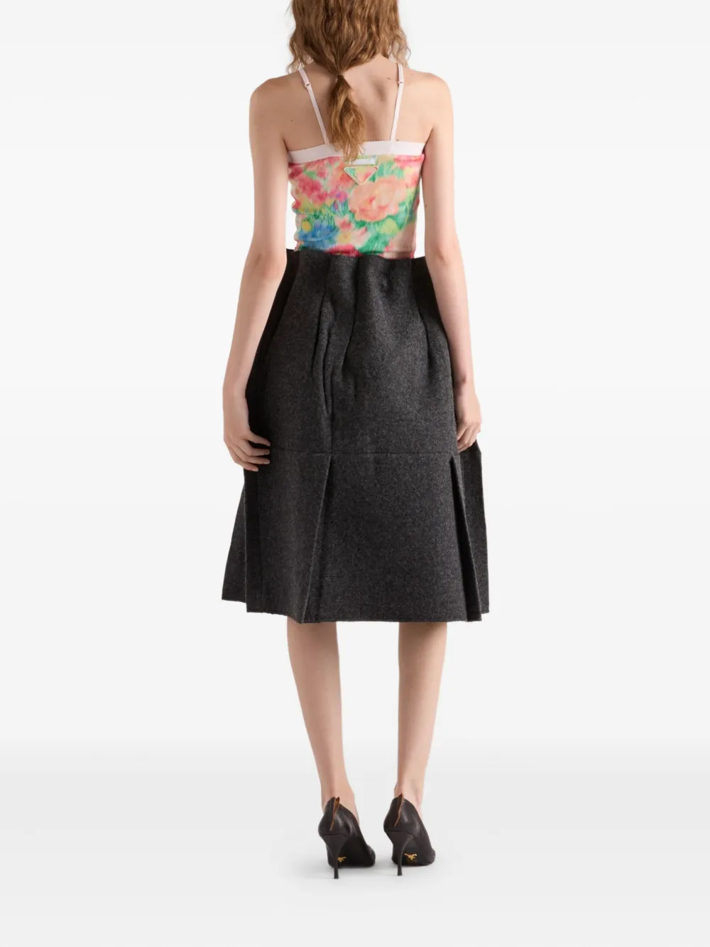 Prada Top met bloemenprint en triangel logo Groen