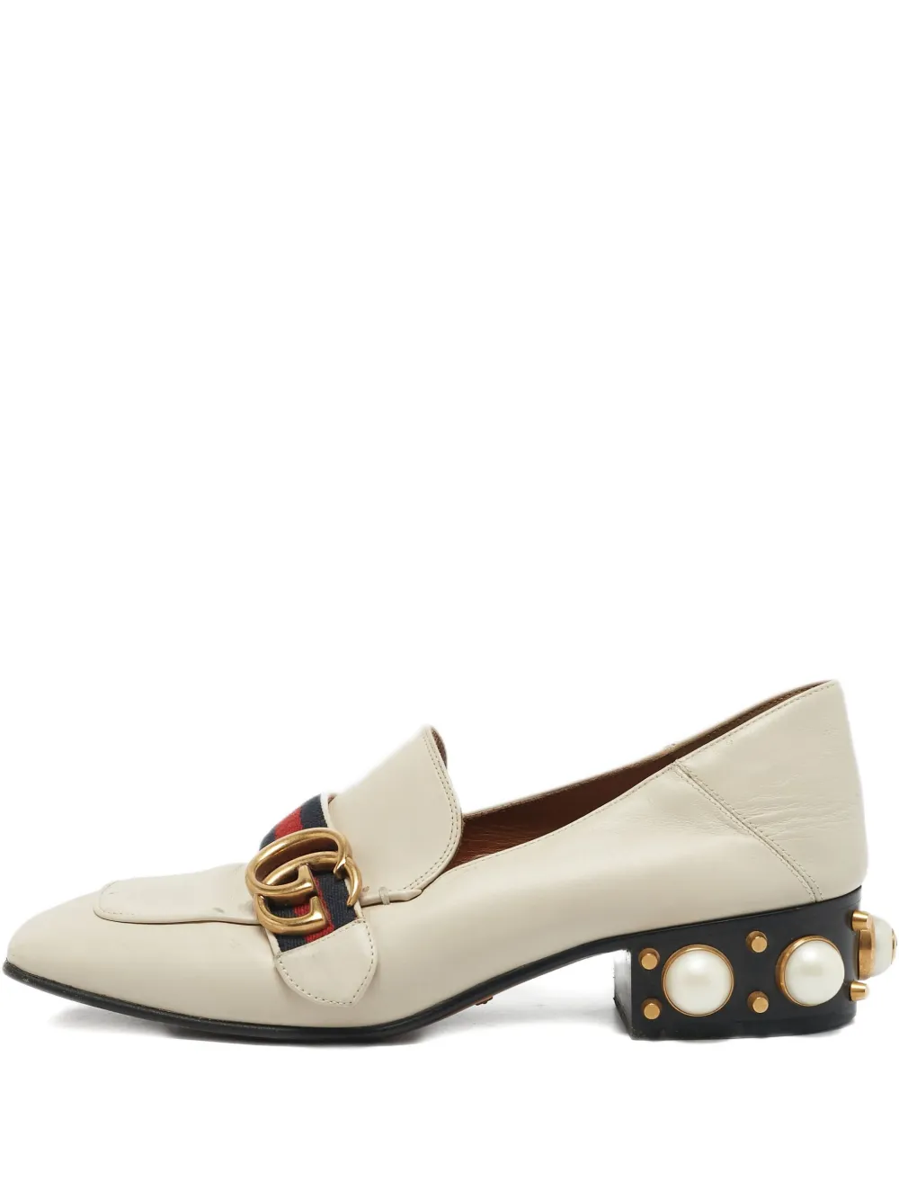 Gucci Pre-Owned Sylvie Web Loafer mit Perlen - Nude