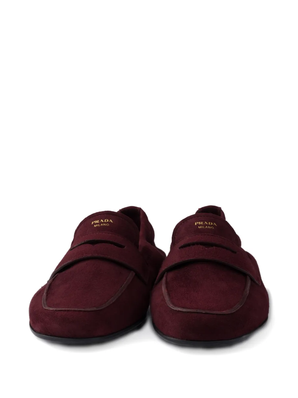 Prada logo-print penny-strap loafers Red