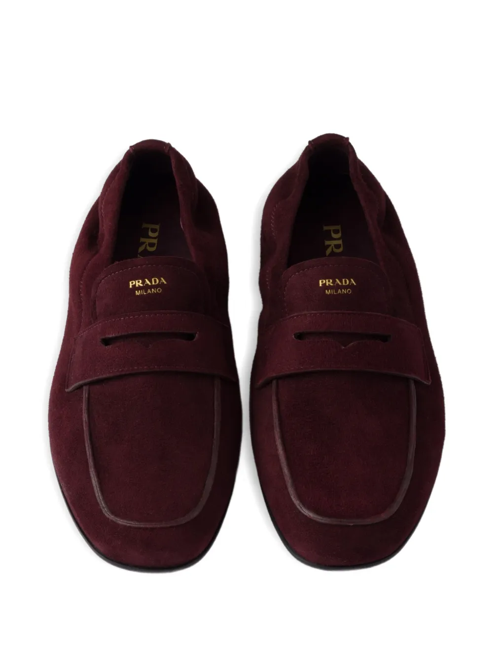 Prada logo-print penny-strap loafers Red