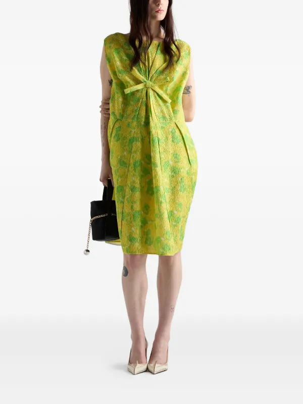 Prada floral-print bow-detail Mini Dress | Green | FARFETCH