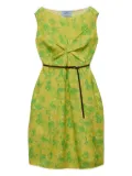 Prada floral-print bow-detail mini dress - Green