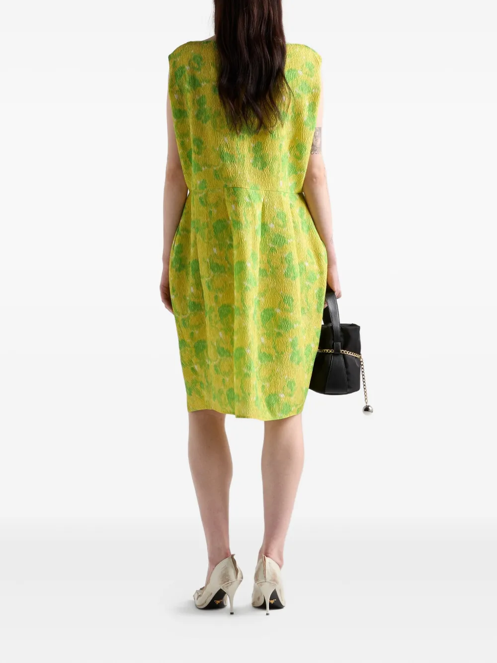 Prada Mini-jurk met bloemenprint en strikdetail Groen