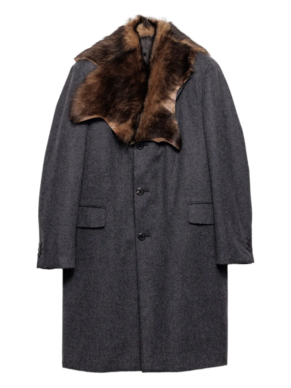 Prada Wollen jas met lammy kraag Grijs
