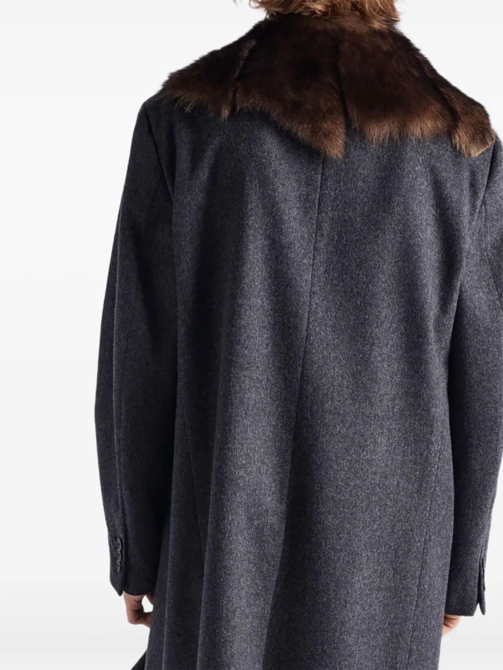 Prada Wollen jas met lammy kraag Grijs