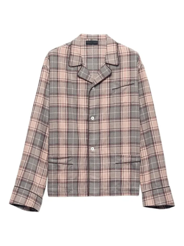 Prada Checked Cotton Shirt in Brown
