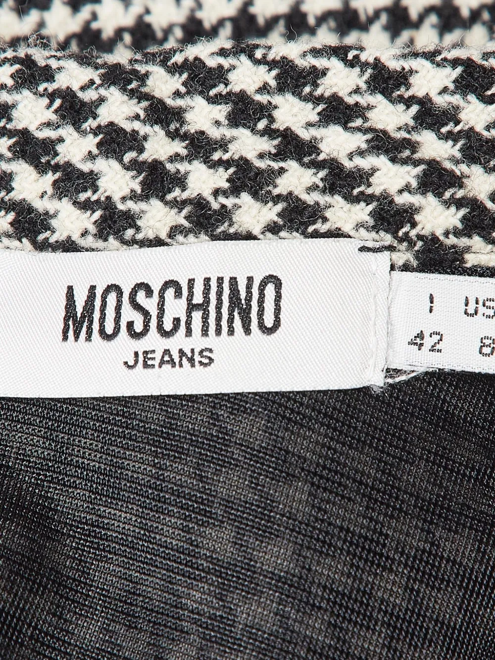 Pre-owned Moschino Houndstooth Keyhole Dress In Black