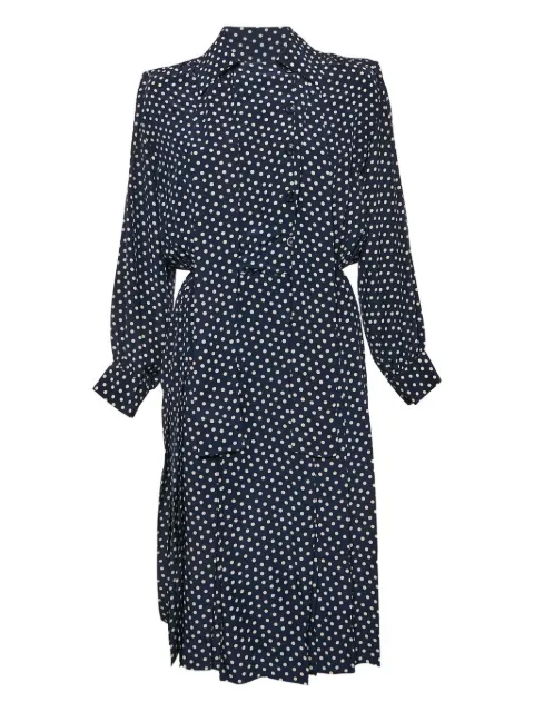 Saint Laurent Pre-Owned pleated polka-dot dress