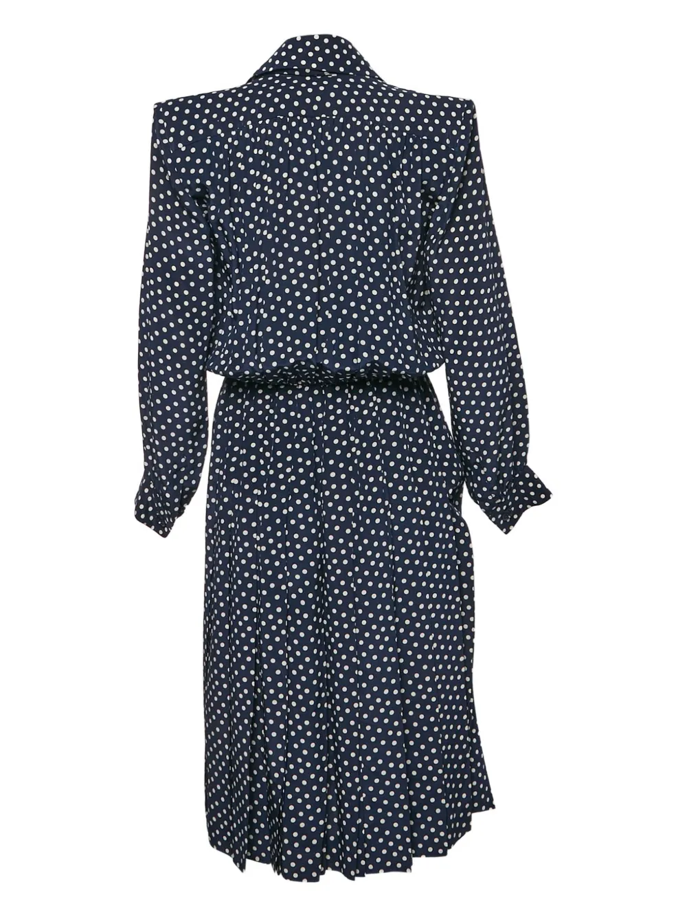 Saint Laurent Pre-Owned Geplooide jurk met stippen - Blauw