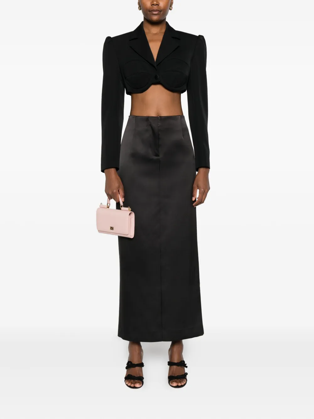 Dolce & Gabbana Cropped Bustier Jacket In Black