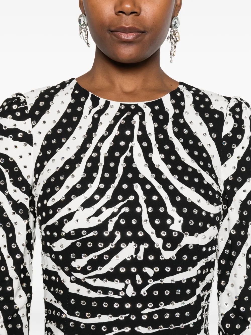 Dolce & Gabbana Zebra-print Crystal-embellished Mini Dress In White