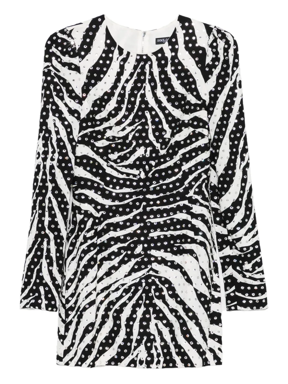 Dolce & Gabbana zebra-print crystal-embellished mini dress | White | Image 1