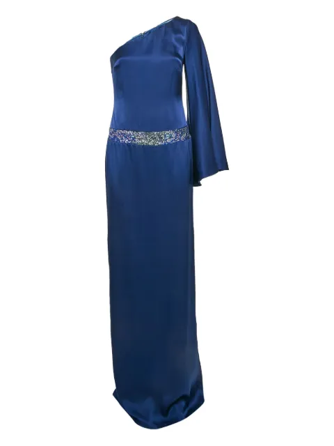 Nicole Miller one-shoulder silk maxi dress
