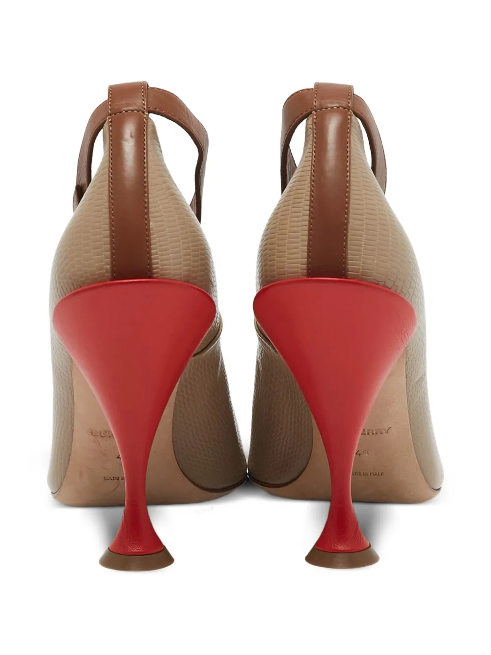 Burberry Pre-Owned 115 mm leren pumps met enkelbandje en textuur - Bruin