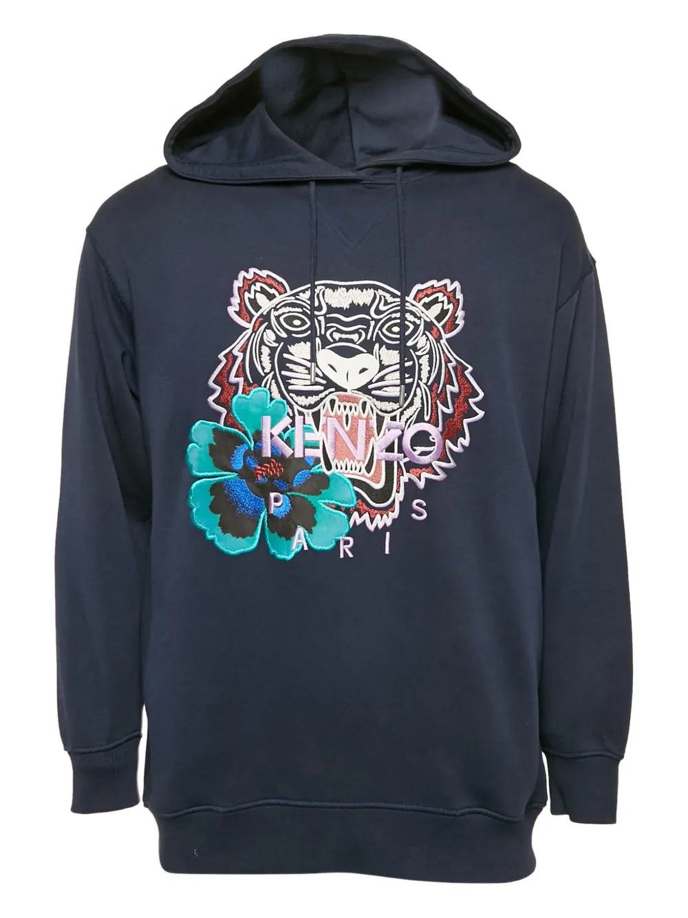 Kenzo Pre-Owned tiger-embroidery hoodie | Blue | Image 1