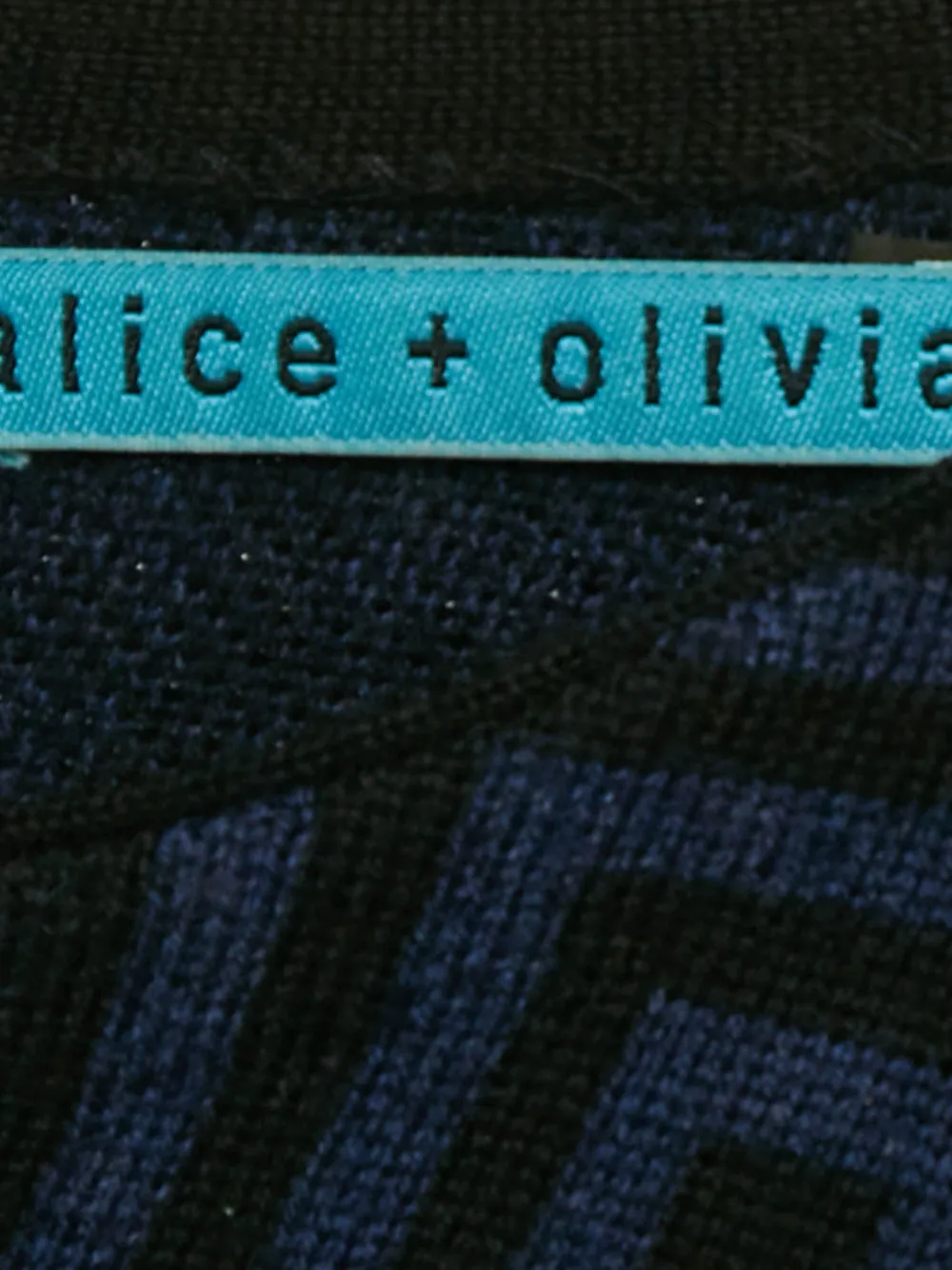 Pre-owned Alice And Olivia Geometric-pattern Merino-wool Dress In Blue