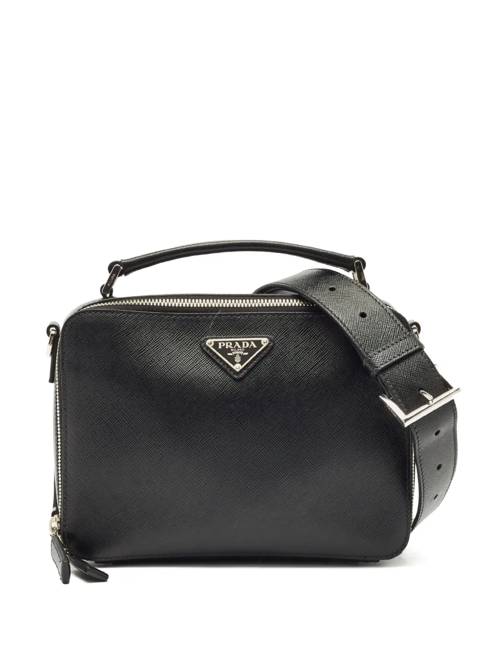 Prada Pre-Owned 2024 Brique Saffiano-leather boxy bag | Black | Image 1