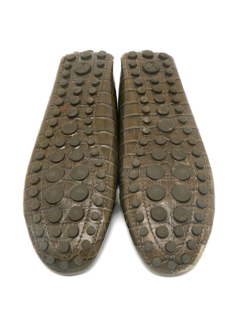Louis Vuitton Pre-Owned Dauphine leren loafers met krokodillen-reliëf - Groen