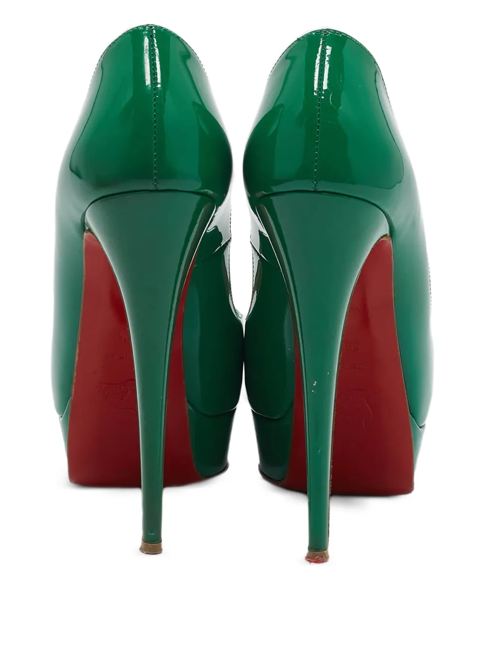 Christian Louboutin Pre-Owned Lakleren pumps met open neus - Groen
