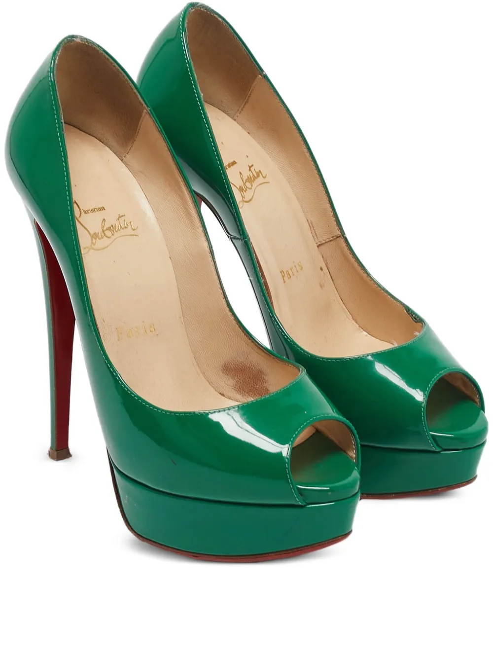 Christian Louboutin Pre-Owned Peeptoe-Pumps aus Lackleder - Grün