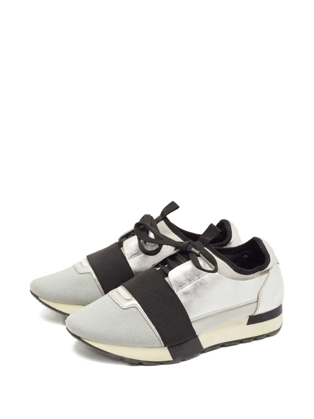 Balenciaga Pre-Owned Gebreide leren sneakers met veters - Grijs