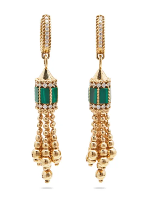 Roberto Coin Pre-Owned aretes en oro rosa de 18kt con malaquita