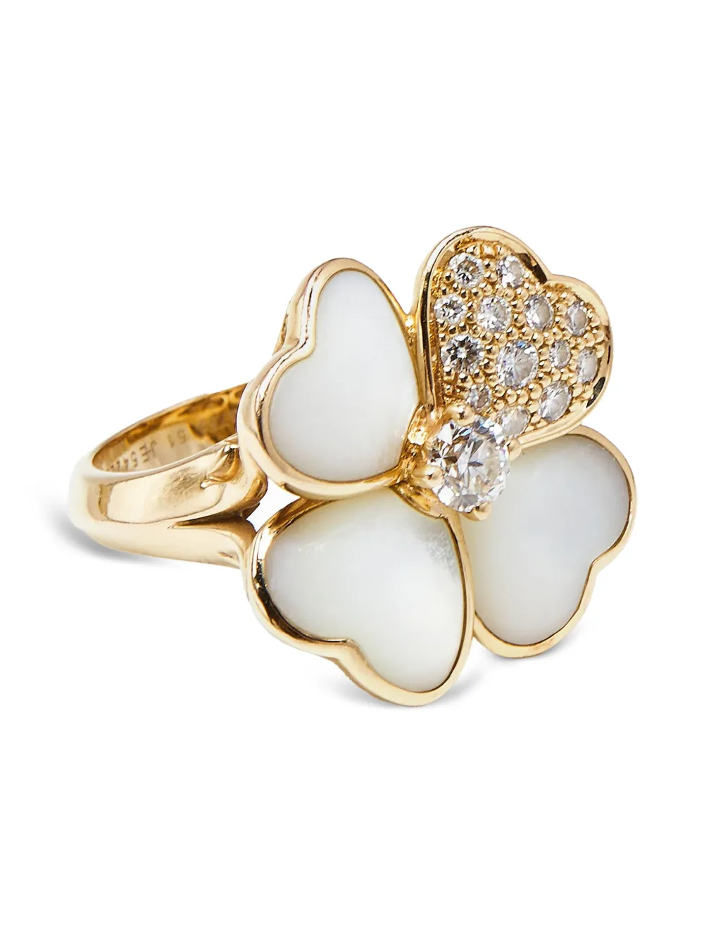 Pre-owned Van Cleef & Arpels 18k玫瑰金 Cosmos 珍珠母贝钻石花卉戒指(典藏款) In Gold