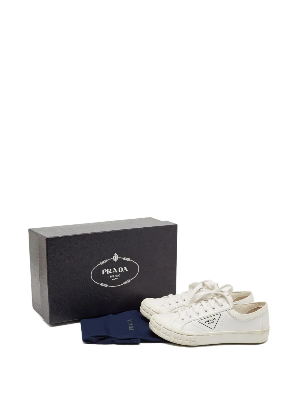 PRADA Pre-owned Cassetta Wheel Sneakers In White