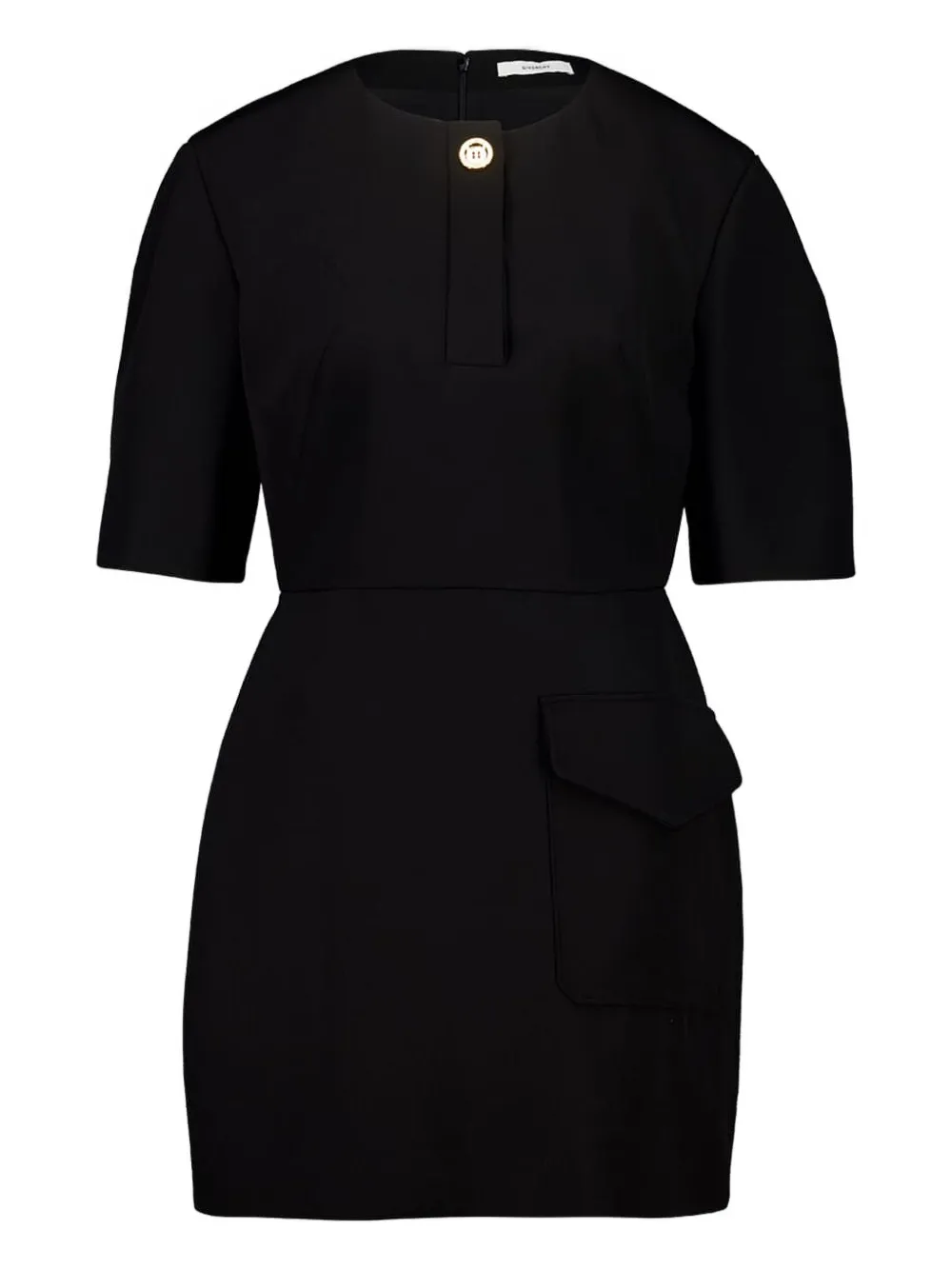 button-fastening pocket mini dress