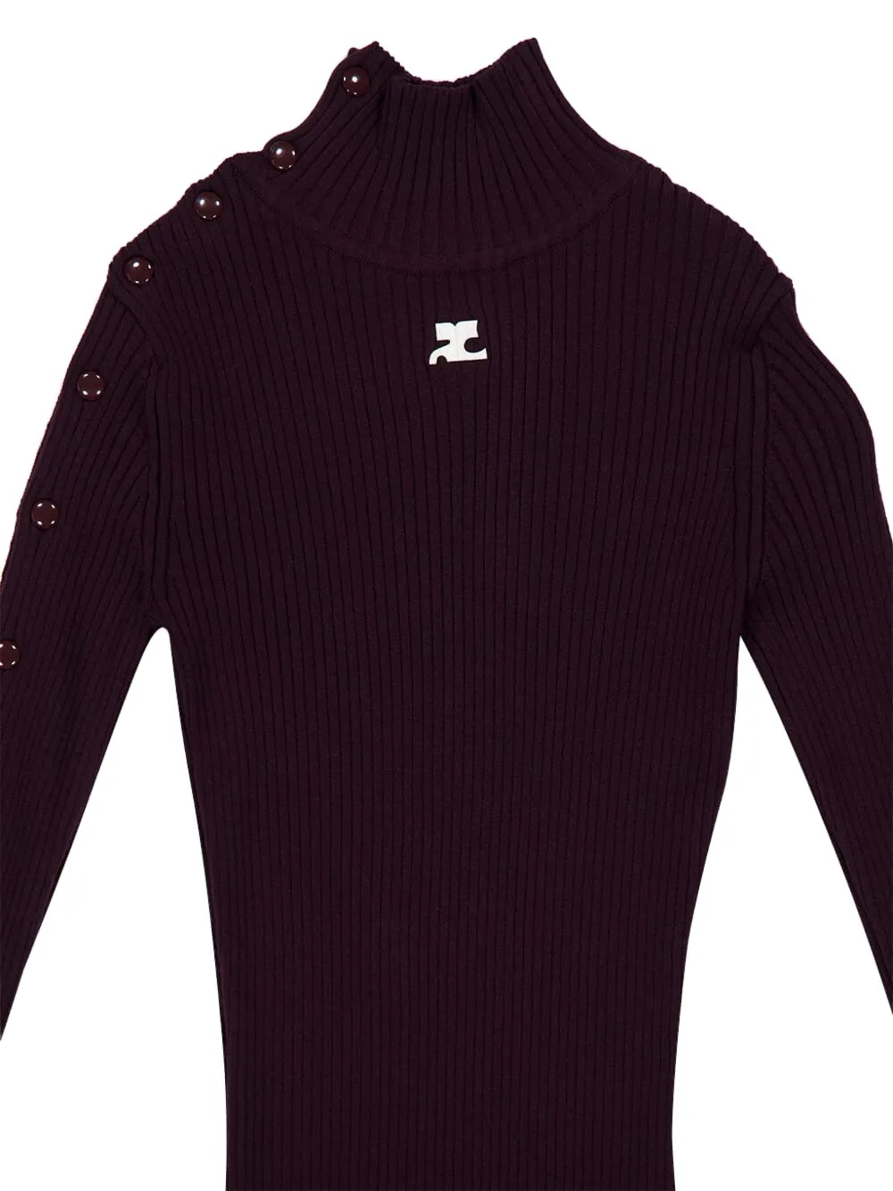 Courrèges Ribgebreide midi-jurk Rood