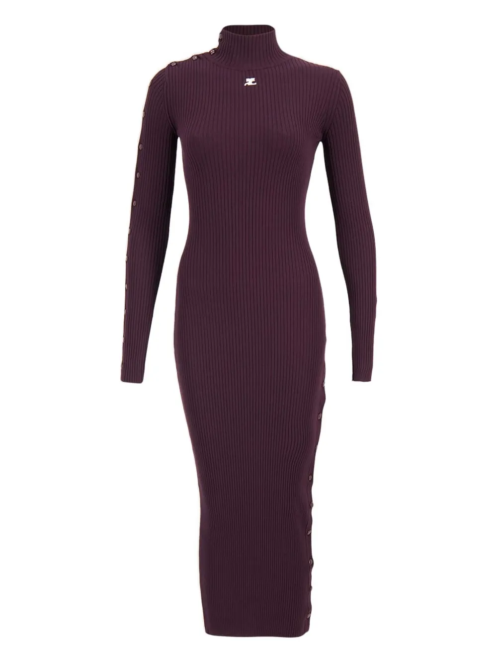 Courrèges Ribgebreide midi-jurk Rood