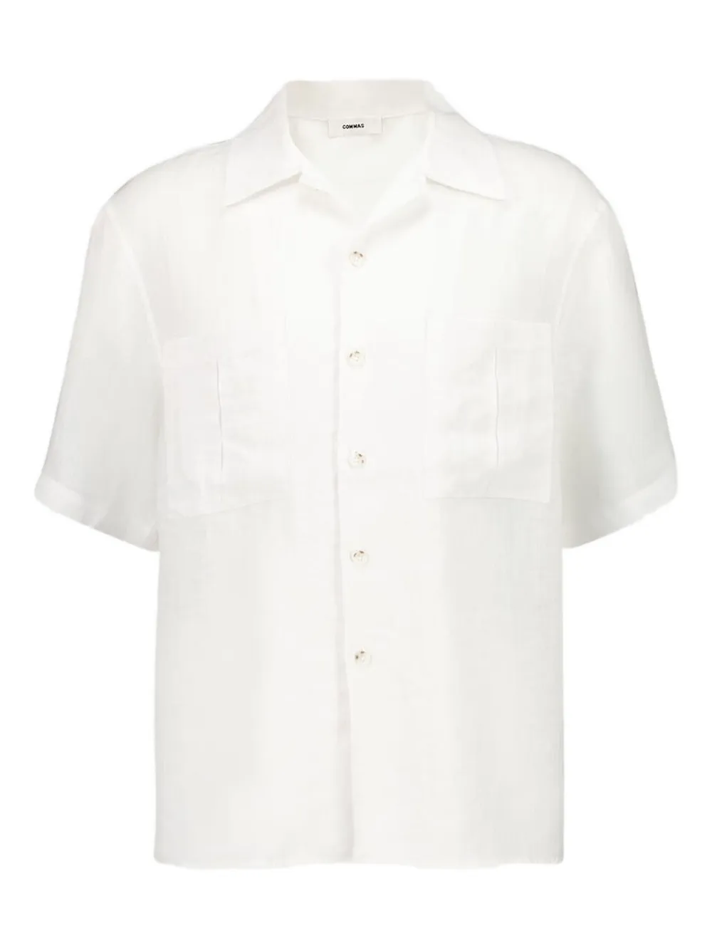 Commas V-neck Patch-pocket Shirt In White