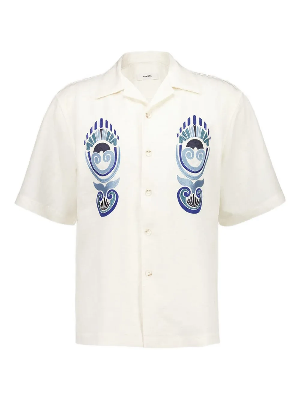 Commas Camp-collar Embroidered Shirt In White