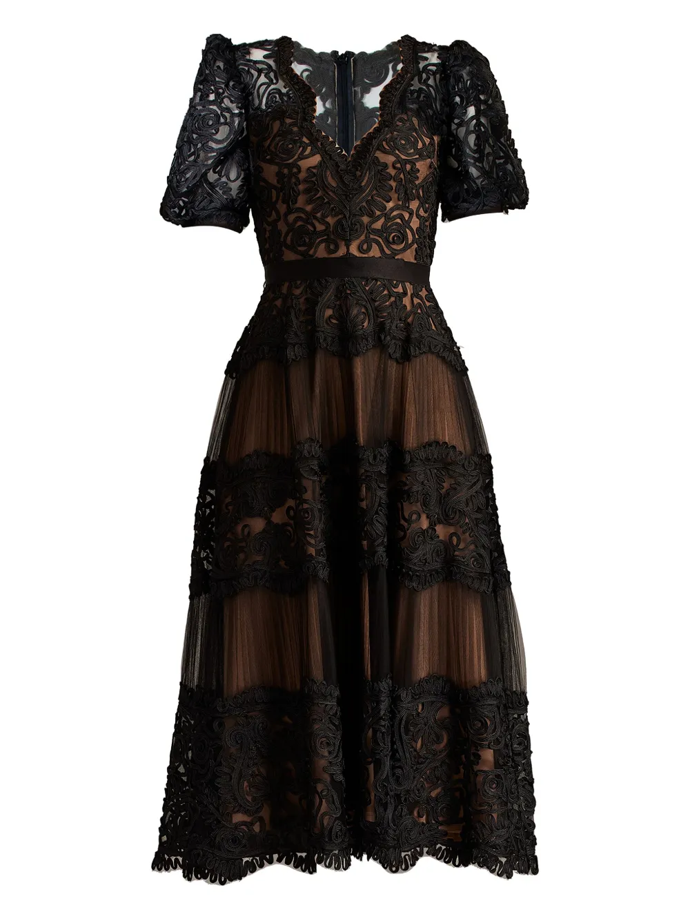 Belline puff-sleeve embroidered dress