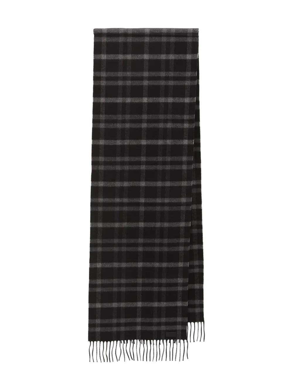 Saint Laurent Tartan Fringed Scarf In Black