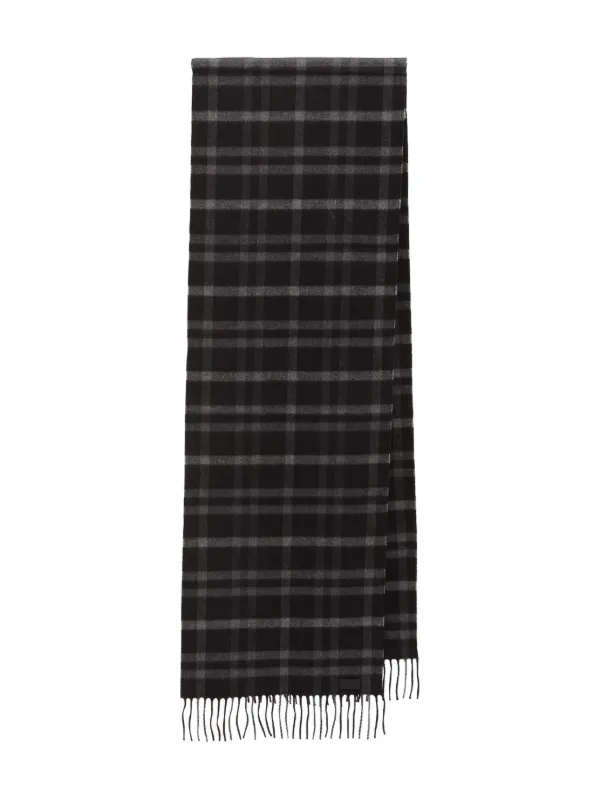 Saint Laurent Cachecol Xadrez Tartan Com Franjas | Preto | FARFETCH BR