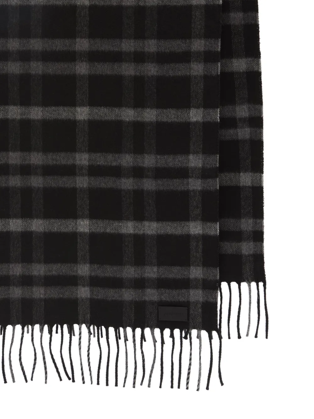 Saint Laurent tartan fringed scarf - Zwart