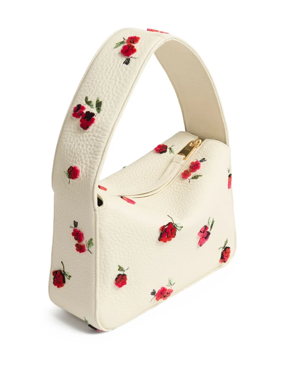 Khaite Small Elena Floral-embroidered Leather Shoulder Bag In Neutral