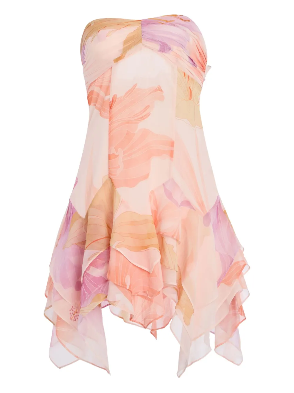 Retrofete Maura floral-print ruffled mini dress - Rosa