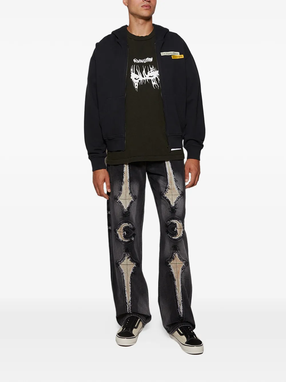 RRR123 graphic-print T-shirt - Zwart