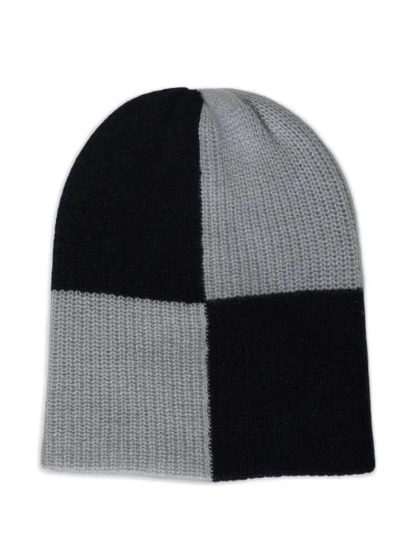 The Elder Statesman Checked Watchman Beanie Hat in Black