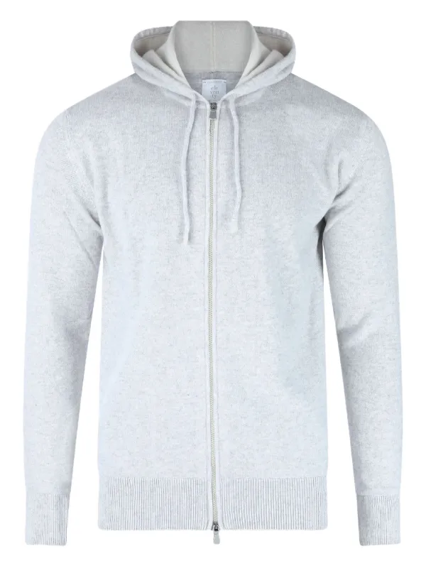 Eleventy Zip-up Cashmere Hoodie in Grey