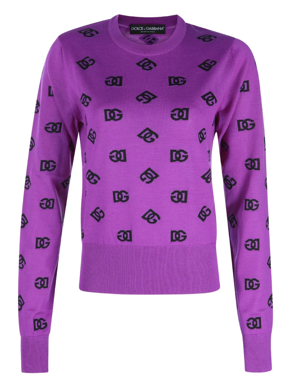 Dolce & Gabbana Trui met ronde hals en logopatroon Paars