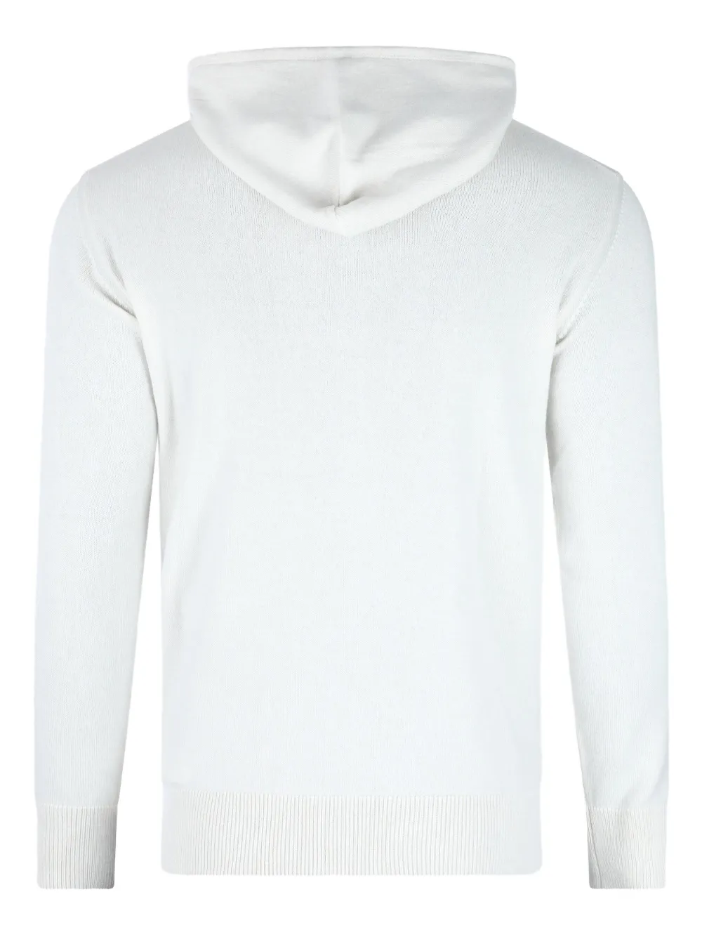 Eleventy Crewneck Drawstring Hood Ribbed Sweater In White