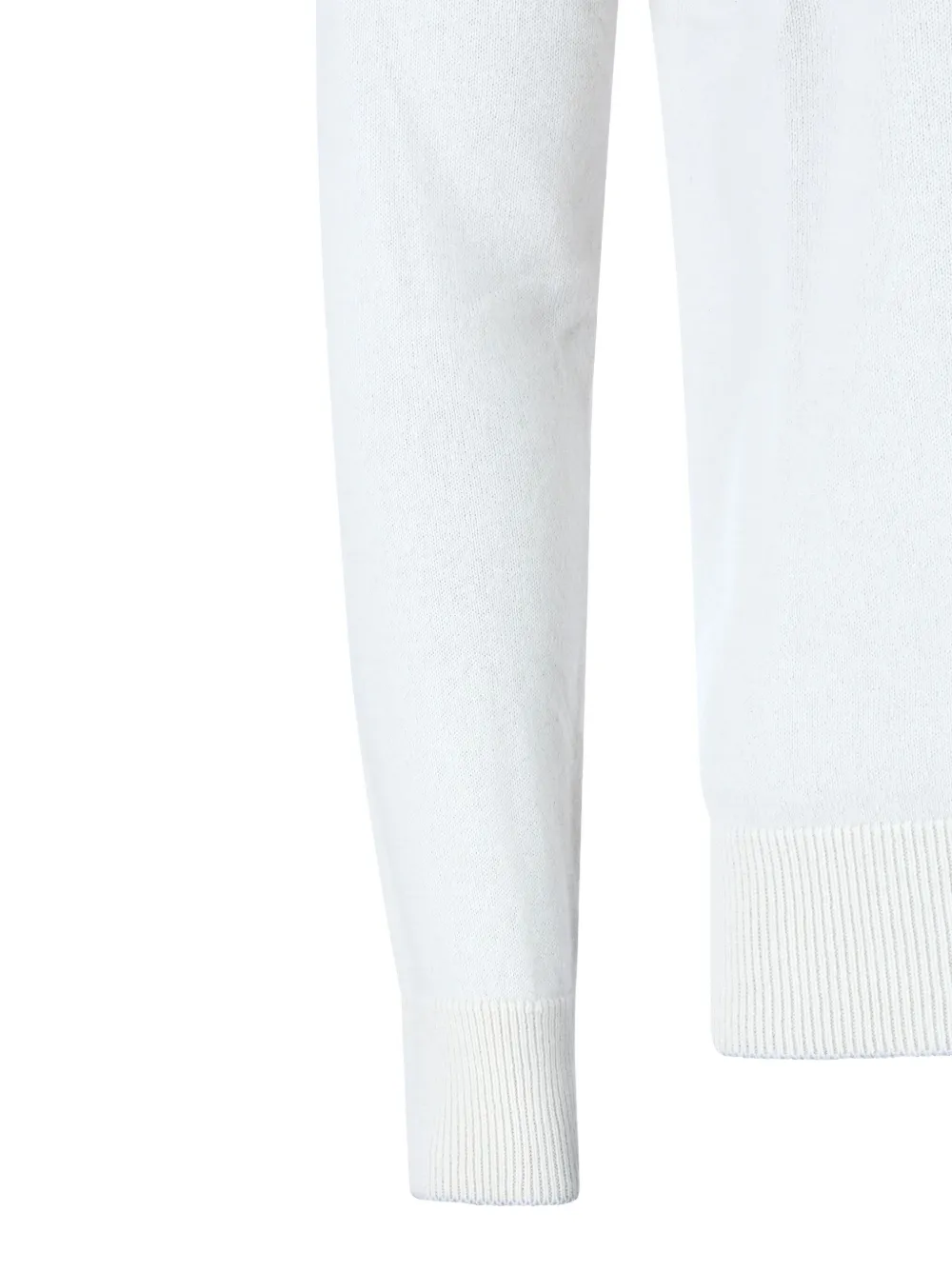 Eleventy Crewneck Drawstring Hood Ribbed Sweater In White