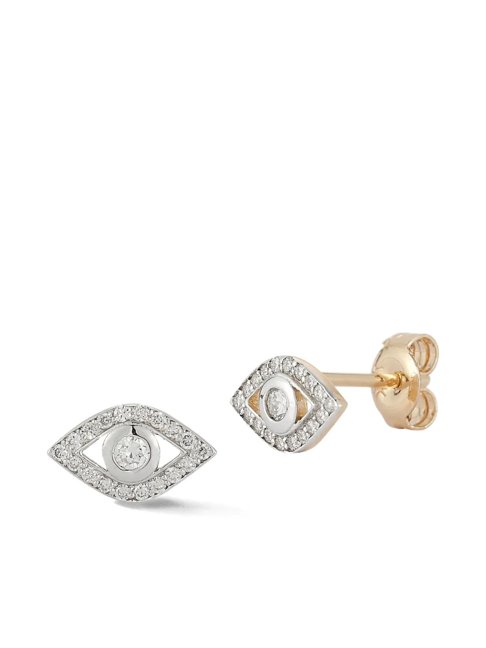 14k White Gold Diamond Evil Eye Earrings