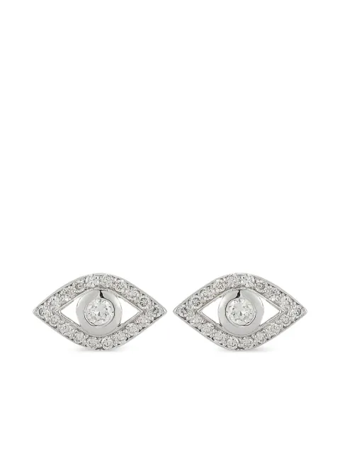 Mateo 14k white gold diamond evil eye earrings