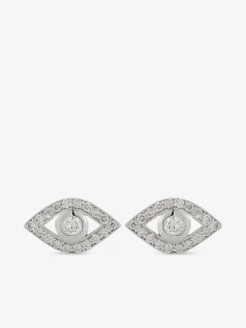 Mateo 14k white gold diamond evil eye earrings