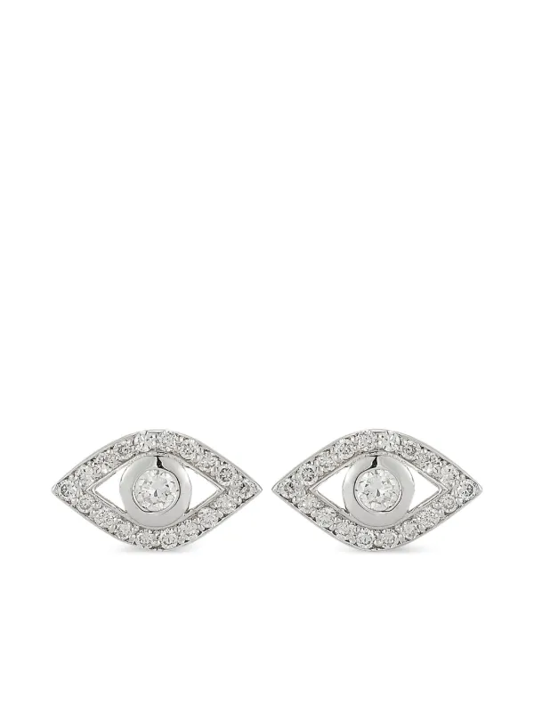 Mateo 14k White Gold Diamond Evil Eye Earrings in Silver